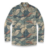 Ocean Surge – Vintage Wave Print  long-sleeve shirt